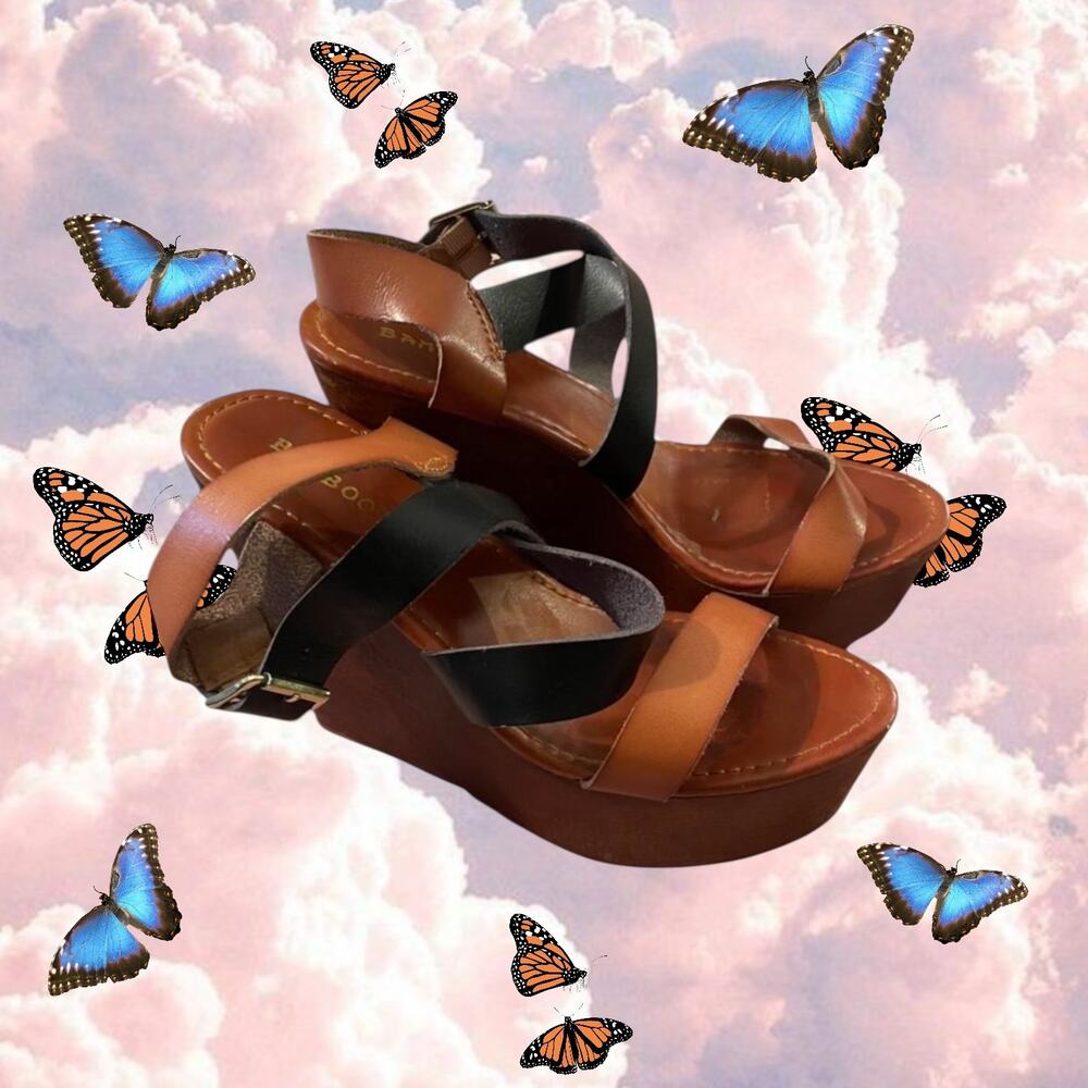 Bamboo Strappy Wedges